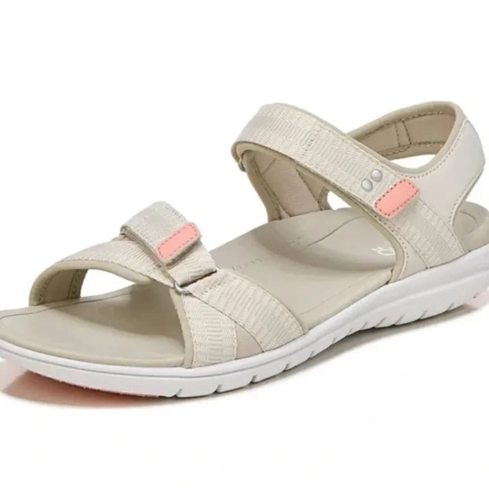 Ryka Womens Savannah 2 Beige Open Toe Ankle Strap Strappy Sandals Shoes Size 7.5